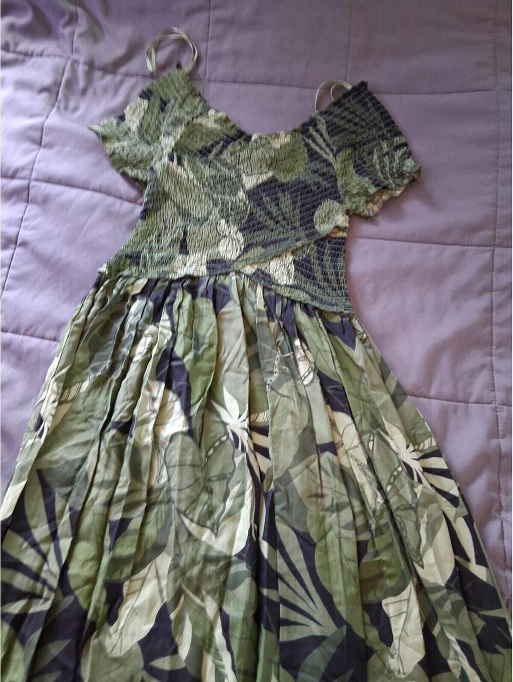 Jessica Simpson Green Leaf-Print One-Shoulder Maxi Dress